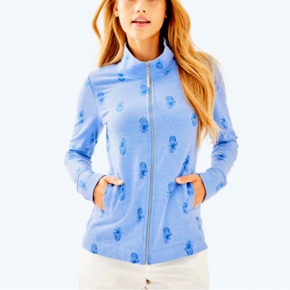 Lilly Pulitzer Jackets & Blazers - Lilly Pulitzer Bennett Zip Up Bennet Blue Pineapple Burnout Jacket XS